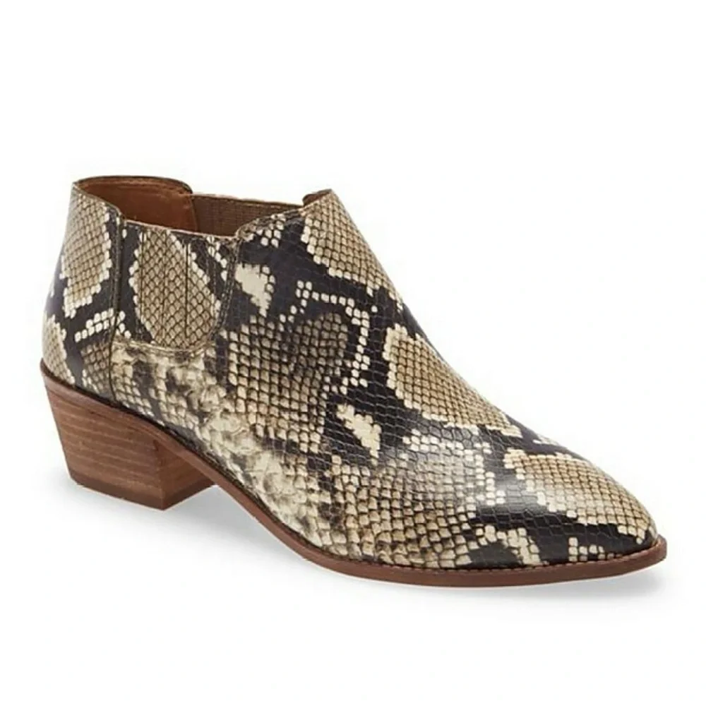 Madewell Leather Snakeskin Embossed Ankle Boots